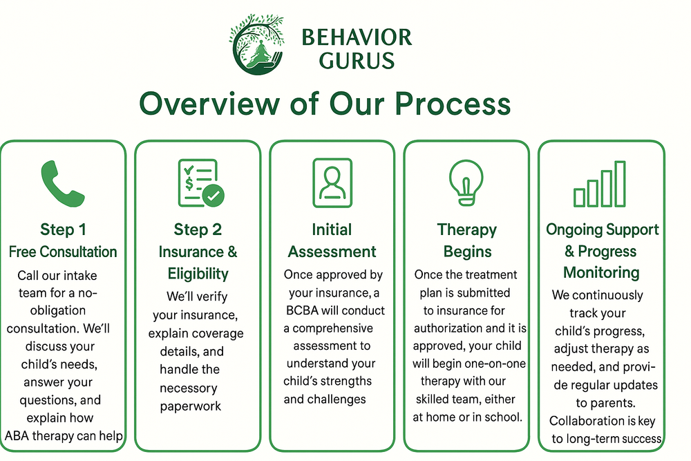 Overview of the Behavior Gurus intake process from consultation through ongoing support